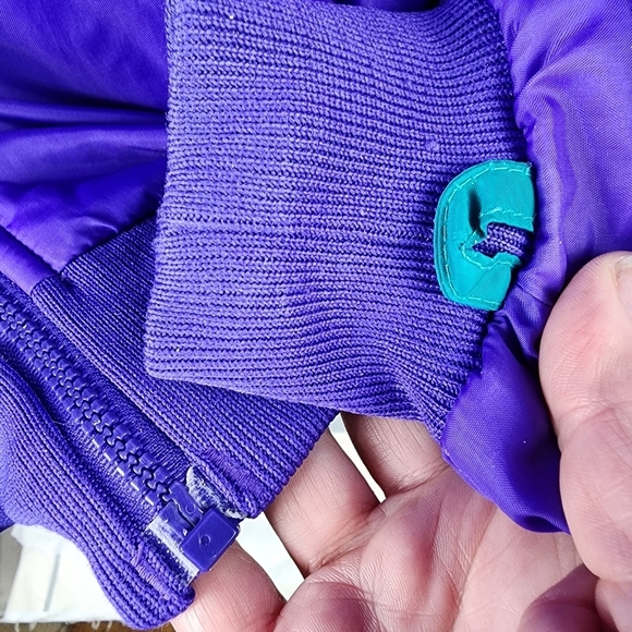 Vintage Reversible Columbia Bomber Jacket Ski Winter Purple Teal Size Large - Picture 14 of 16